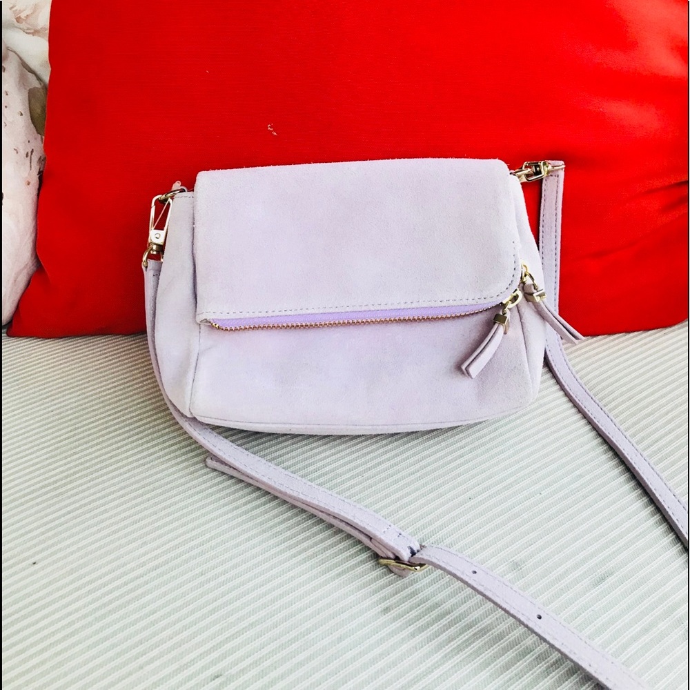 Talbots Mini Foldover Suede Crossbody Bag in Lilac - Picture 4 of 8